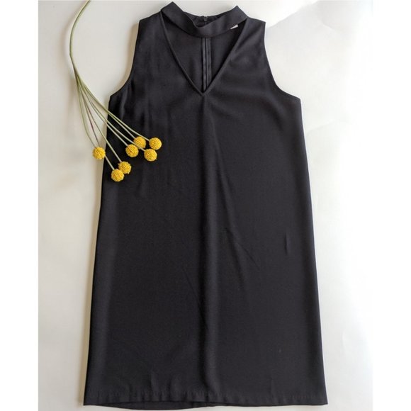 ASOS Sleeveless Choker Collar Little Black Dress LBD - Picture 3 of 8